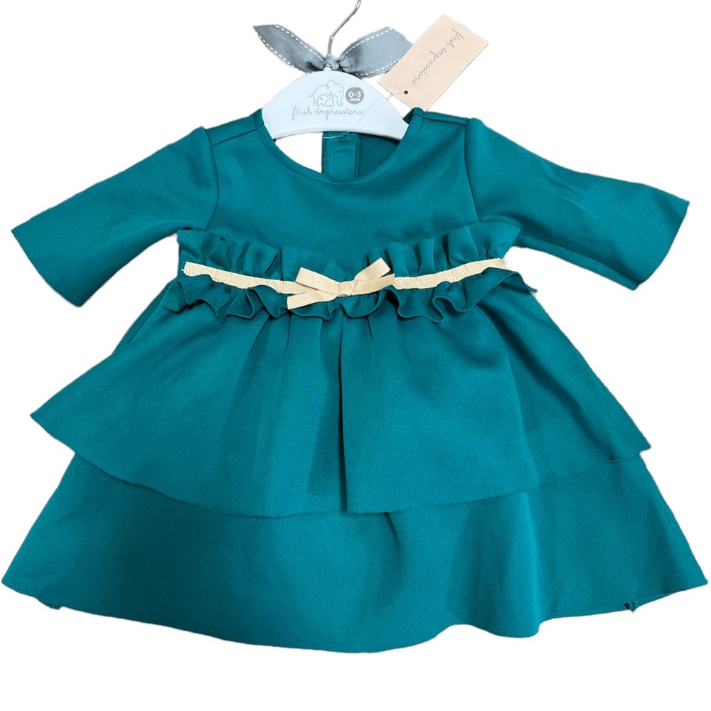 First Impressions turquoise dress with under garment 0-3 months